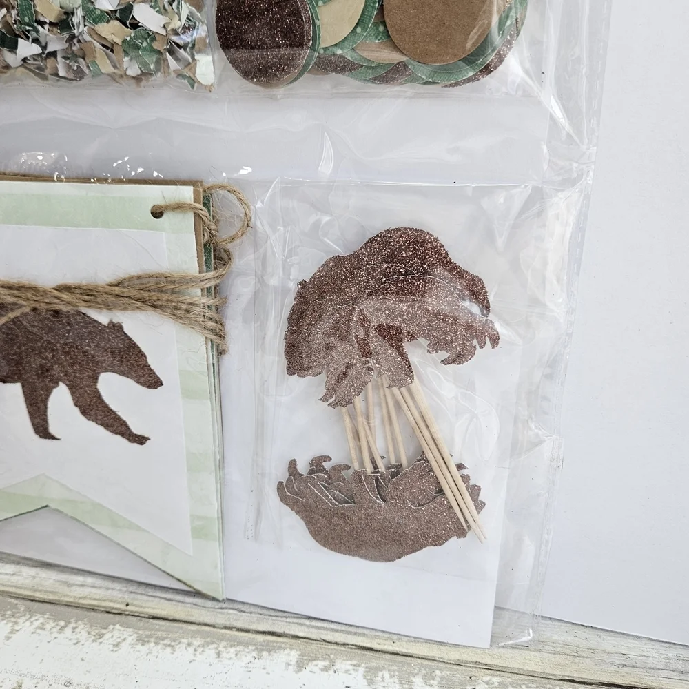 Baby Bear Party Decorations Set with Confetti and Banners